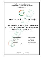 Phân tích tình hình tài chính và khả năng thanh toán tại công ty tnhh xây lắp và tư vấn an việt, hà nội
