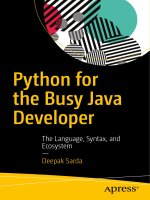 Python for the busy java developer the language, syntax, and ecosystem
