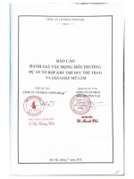Báo cáo Đtm của dự Án “tổ hợp khu thể dục thể thao và sân golf mỹ lâm”
