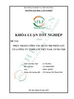 Thực trạng công tác quản trị nhân lực của công ty tnhh atp việt nam, t p hà nội