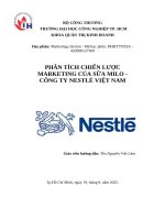 IUH | PHÂN TÍCH CHIẾN LƯỢC MARKETING CỦA SỮA MILO - CÔNG TY NESTLÉ VIỆT NAM