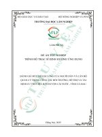 Đánh giá mức Độ hài lòng của người dân và cán bộ quản lý trong công tác bồi thường, hỗ trợ và tái Định cư trên Địa bàn huyện cái nước, tỉnh cà mau