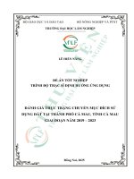 Đánh giá thực trạng chuyển mục Đích sử dụng Đất tại thành phố cà mau, tỉnh cà mau giai Đoạn năm 2019 2023