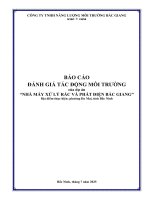 Báo cáo Đánh giá tác Động môi trường dự Án nhà máy xử lý rác và phát Điện bắc giang