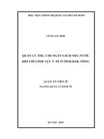 QUẢN LÝ THU, CHI NGÂN SÁCH NHÀ NƯỚC ĐỐI VỚI LĨNH VỰC Y TẾ Ở TỈNH ĐẮK NÔNG