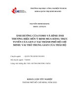 IUH | KHOÁ LUẬN TỐT NGHIỆP | ẢNH HƯỞNG CỦA FOMO VÀ HÌNH ẢNH THƯƠNG HIỆU ĐẾN Ý ĐỊNH MUA HÀNG TRỰC TUYẾN CỦA GEN Z TẠI THÀNH PHỐ HỒ CHÍ MINH: VAI TRÒ TRUNG GIAN CỦA THÁI ĐỘ