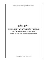 Báo cáo Đánh giá tác Động môi trường dự Án thủy Điện long sơn