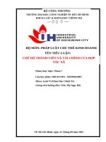 IUH | TIỂU LUẬN PHÁP LUẬT CHỦ THỂ KINH DOANH | CHẾ ĐỘ THÀNH VIÊN VÀ TÀI CHÍNH CỦA HỢP TÁC XÃ