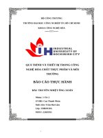 IUH | BÁO CÁO THỰC HÀNH QUÁ TRÌNH VÀ THIẾT BỊ TRONG CÔNG NGHỆ HÓA CHẤT THỰC PHẨM VÀ MÔI TRƯỜNG | BÀI: TRUYỀN NHIỆT ỐNG XOẮN