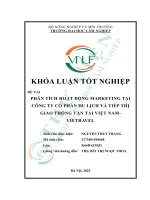 Phân tích hoạt Động marketing tại công ty cổ phần du lịch và tiếp thị giao thông vận tải việt nam   vietravel