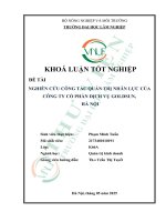 Nghiên cứu công tác quản trị nhân lực của công ty cổ phần dịch vụ goldsun, hà nội