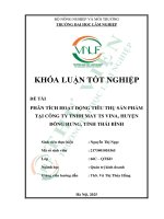 Phân tích hoạt Động tiêu thụ sản phẩm tại công ty tnhh may ts vina, huyện Đông hưng, tỉnh thái bình