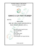 Hiệu quả hoạt Động kinh doanh tại thảo nguyên resort, sơn la