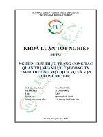 Nghiên cứu thực trạng công tác quản trị nhân lực tại công ty tnhh thương mại dịch vụ và vận tải phước lộc