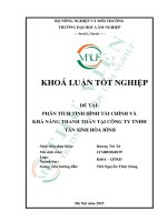 Phân tích tình hình tài chính và khả năng thanh toán tại công ty tnhh tấn sinh hòa bình