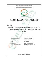 Nghiên cứu hoạt Động quản trị bán hàng của công ty tnhh sản xuất dệt may tuấn anh tại hà nội