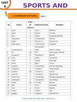 TÀI LIỆU BÀI TẬP BỔ TRỢ - GRADE 6 - UNIT 8 - SPORTS AND GAMES - GLOBAL SUCCESS