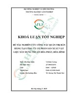 Nghiên cứu công tác quản trị bán hàng tại công ty cổ phần sản xuất vật liệu xây dựng thuận hòa phát, hòa bình