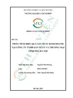 Phân tích hiệu quả sản xuất kinh doanh tại công ty tnhh sản xuất và thương mại linh mơ, hà nội