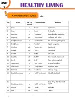 TÀI LIỆU BÀI TẬP BỔ TRỢ - GRADE 7 - UNIT 1- HEALTHY LIVING - GLOBAL SUCCESS