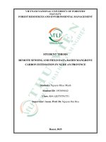 Remote sensing and field data based mangrove carbon estiimation in nghe an province