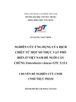 NGHIÊN CỨU ỨNG DỤNG CỦA DỊCH CHIẾT TỪ MỘT SỐ THỰC VẬT PHỔ BIẾN Ở VIỆT NAM ĐỂ NUÔI CẤY CHỦNG Enterobacter cloacae GTC 5.13.1