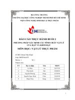 IUH | Báo cáo thực hành Vật lý thực phẩm | Phương pháp xác định tính chất vật lý của hạt và khối hạt
