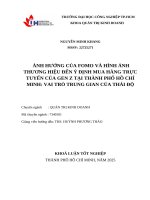 IUH | KHOÁ LUẬN TỐT NGHIỆP | ẢNH HƯỞNG CỦA FOMO VÀ HÌNH ẢNH THƯƠNG HIỆU ĐẾN Ý ĐỊNH MUA HÀNG TRỰC TUYẾN CỦA GEN Z TẠI THÀNH PHỐ HỒ CHÍ MINH: VAI TRÒ TRUNG GIAN CỦA THÁI ĐỘ
