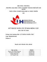 IUH - BÀI TẬP VỀ NHÀ - KỸ THUẬT NUÔI CẤY TẾ BÀO ĐỘNG VẬT