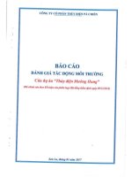 Báo cáo Đánh giá tác Động môi trường của dự Án thủy Điện mường hung