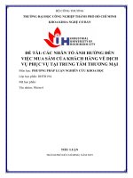 IUH - Phương pháp luận NCKH - Các nhân tố ảnh hướng đến việc mua sắm của khách hàng về dịch vụ phục vụ tại trung tâm thương mại