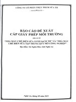 Báo cáo Đề xuất cấp giấy phép môi trường nhà máy chế biến sữa tươi sạch th