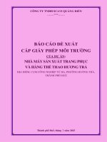 Báo cáo Đề xuất cấp giấy phép môi trường dự Án nhà máy sản xuất trang phục và hàng thể thao hương trà