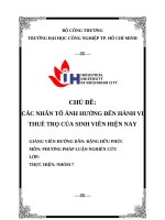 IUH - PHƯƠNG PHÁP LUẬN NGHIÊN CỨU - CÁC NHÂN TỐ ẢNH HƯỞNG ĐẾN HÀNH VI THUÊ TRỌ CỦA SINH VIÊN HIỆN NAY