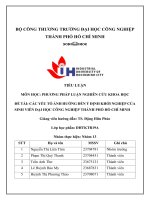 IUH - Tiểu luận Phương pháp luận NCKH - Các yếu tố ảnh hưởng đến ý tưởng khởi nghiệp của sinh viên Trường Đại học Công nghiệp TPHCM