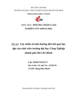 IUH - PHƯƠNG PHÁP LUẬN NGHIÊN CỨU KHOA HỌC - Các nhân tố ảnh hưởng đến kết quả học tập của sinh viên trường đại học Công Nghiệp thành phố Hồ Chí Minh