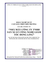 Báo cáo Đề xuất cấp gpmt của công ty tnhh sản xuất công nghệ giảm tốc dong linh