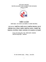 IUH - TIỂU LUẬN AN TOÀN LAO ĐỘNG VÀ MÔI TRƯỜNG - NHỮNG MỐI NGUY HIỂM TRONG QUÁ TRÌNH GIA CÔNG TRÊN NHỮNG MÁY, THIẾT BỊ TRONG XƯỞNG THỰC HÀNH CỦA KHOA CƠ KHÍ