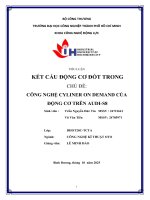 IUH - Tiểu luận Kết cấu động cơ đốt trong - Công nghệ Cyliner on demand của động cơ trên AUDI - S8