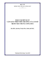 Báo cáo Đề xuất cấp giấy phép môi trường cơ sở “bệnh viện trung Ương huế