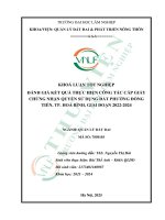 Đánh giá kết quả thực hiện công tác cấp giấy chứng nhận quyền sử dụng Đất phường Đồng tiến, tp  hòa bình, giai Đoạn 2022 2024