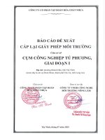 Báo cáo Đề xuất cấp lại giấy phép môi trường cụm công nghiệp tú phương giai Đoạn 1