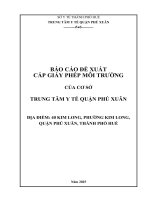 Báo cáo Đề xuất cấp giấy phép môi trường cơ sở “trung tâm y tế quận phú xuân