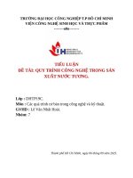 IUH - TIỂU LUẬN Các quá trình cơ bản trong công nghệ và kỹ thuật - QUY TRÌNH CÔNG NGHỆ TRONG SẢN XUẤT NƯỚC TƯƠNG.