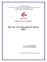 IUH - TIỂU LUẬN AN TOÀN LAO ĐỘNG - AN TOÀN KHI SỬ DỤNG ĐIỆN