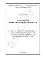 Nghiên cứu Đặc Điểm phân bố của thực vật ngành thông (pinophyta) làm cơ sở cho công tác quản lý, bảo tồn loài tại khu vực thành phố hà nội