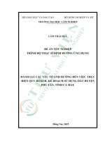 Đánh giá các yếu tố Ảnh hưởng Đến việc thực hiện quy hoạch, kế hoạch sử dụng Đất huyện phú tân, tỉnh cà mau