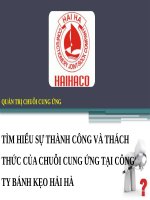 Tiểu luận - quản trị chuỗi cung ứng - đề tài - TÌM HIỂU SỰ THÀNH CÔNG VÀ THÁCH THỨC CỦA CHUỖI CUNG ỨNG TẠI CÔNG TY BÁNH KẸO HẢI HÀ