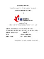 IUH - THỰC HÀNH ĐẦU TƯ VÀ KINH DOANH BẤT ĐỘNG SẢN - THẨM ĐỊNH GIÁ CỦA MỘT CĂN NHÀ