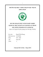 PNT - Bài thu hoạch thực hành nghề nghiệp - Nội dung thực hành tại cơ sở bán lẻ thuốc - Nhà thuốc PHARMACITY SGPMC518